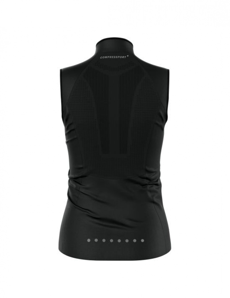 Női Compressport Hurricane Windproof Vest W Kabát Fekete | YQPBLAZ-35