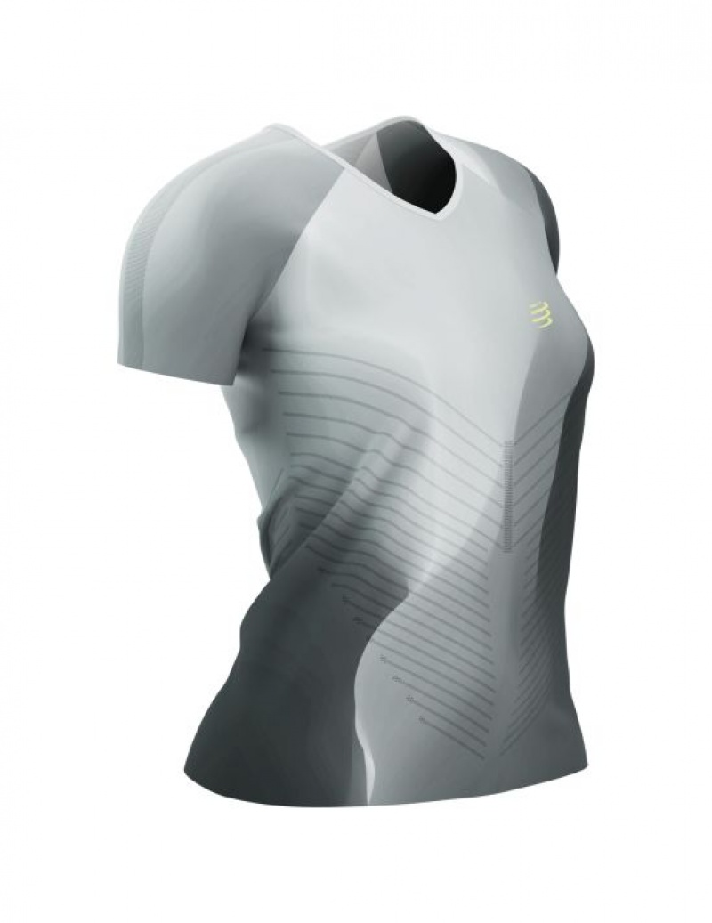 Női Compressport Performance SS Tshirt W Póló Fekete Fehér | XRDOAEJ-93