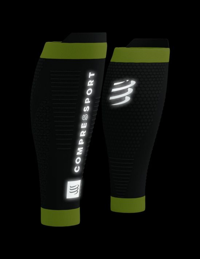 Női Compressport R2 3.0 Flash Compression Sleeves Fekete Sárga | XGNPKSV-03