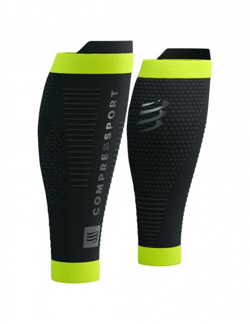 Női Compressport R2 3.0 Flash Compression Sleeves Fekete Sárga | XGNPKSV-03