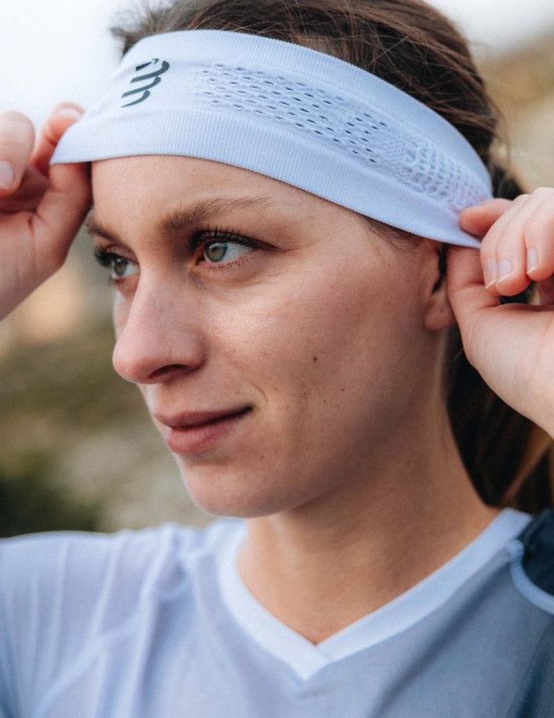 Női Compressport Thin Headband On/Off Fejpánt Fehér | QNFELIK-16