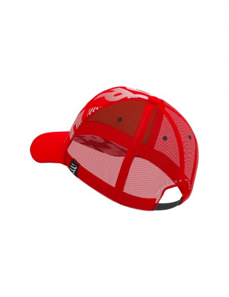 Női Compressport Trucker Cap Sapkák Piros Fehér | BJPSARL-38