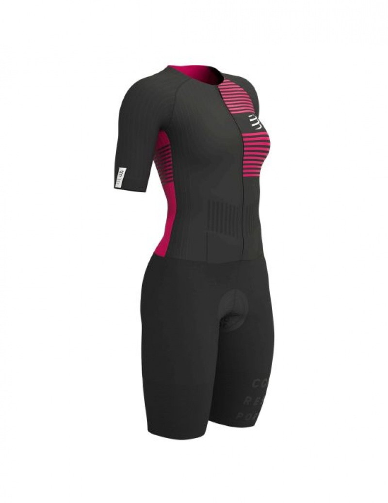 Unisex Compressport Aero SS Trisuit W Póló Fekete | CZPQXHB-41