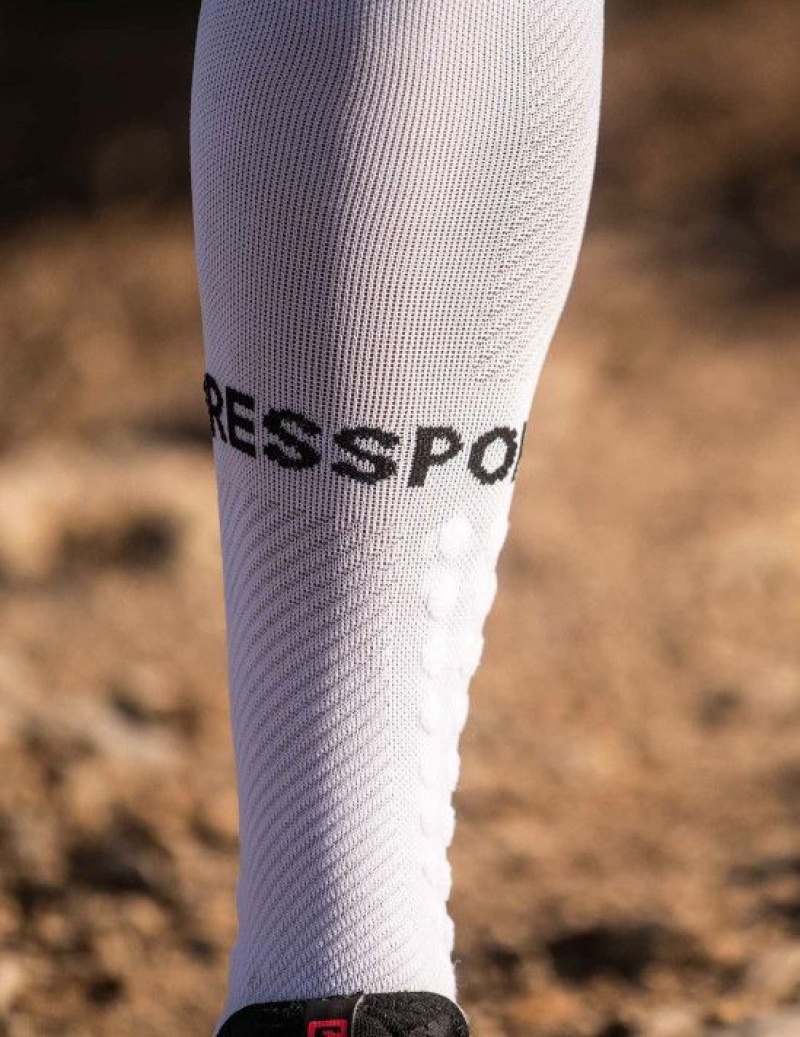 Unisex Compressport Full Socks Run Zokni Fehér | KZUWTVY-41