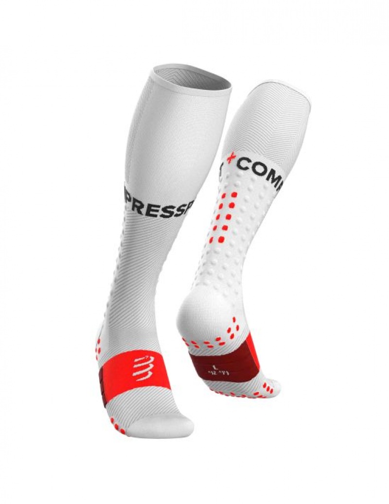 Unisex Compressport Full Socks Run Zokni Fehér | KZUWTVY-41