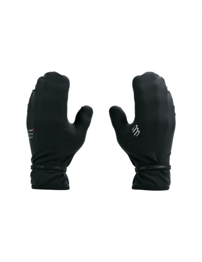 Unisex Compressport Hurricane Vízálló 10/10 Mittens Kiegészítők Fekete | NLQRVYH-82