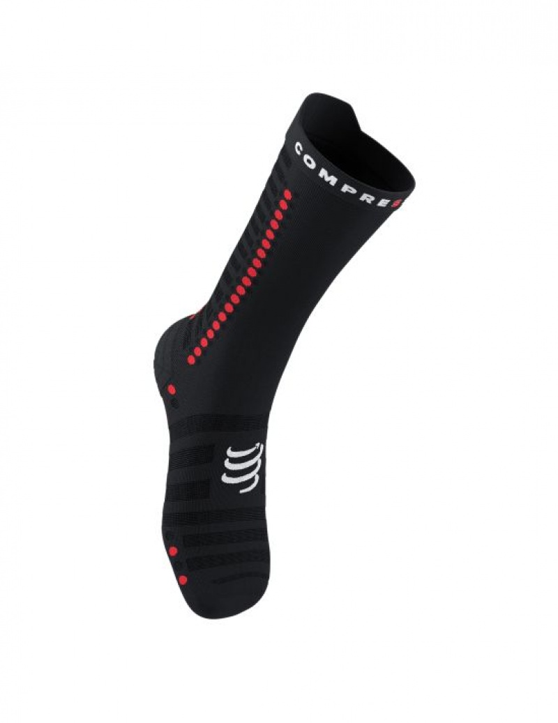 Unisex Compressport Pro Versenyautó Socks v4.0 Ultralight Bike Zokni Fekete Fehér | SZGQJTX-17