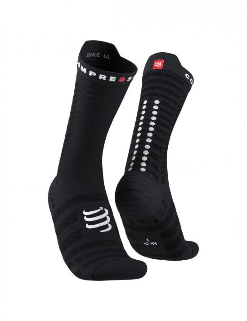 Unisex Compressport Pro Versenyautó Socks v4.0 Ultralight Bike Zokni Fekete Fehér | SZGQJTX-17