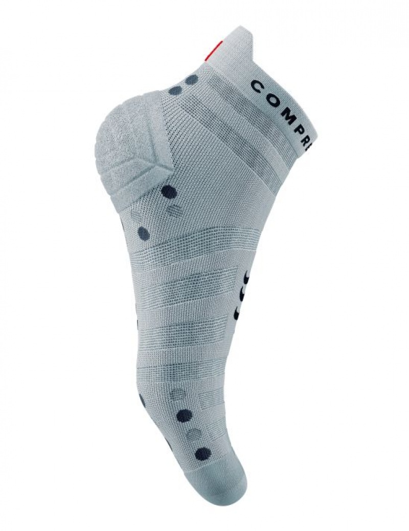 Unisex Compressport Pro Versenyautó Socks v4.0 Ultralight Run Low Zokni Fehér | SNBMUQK-82