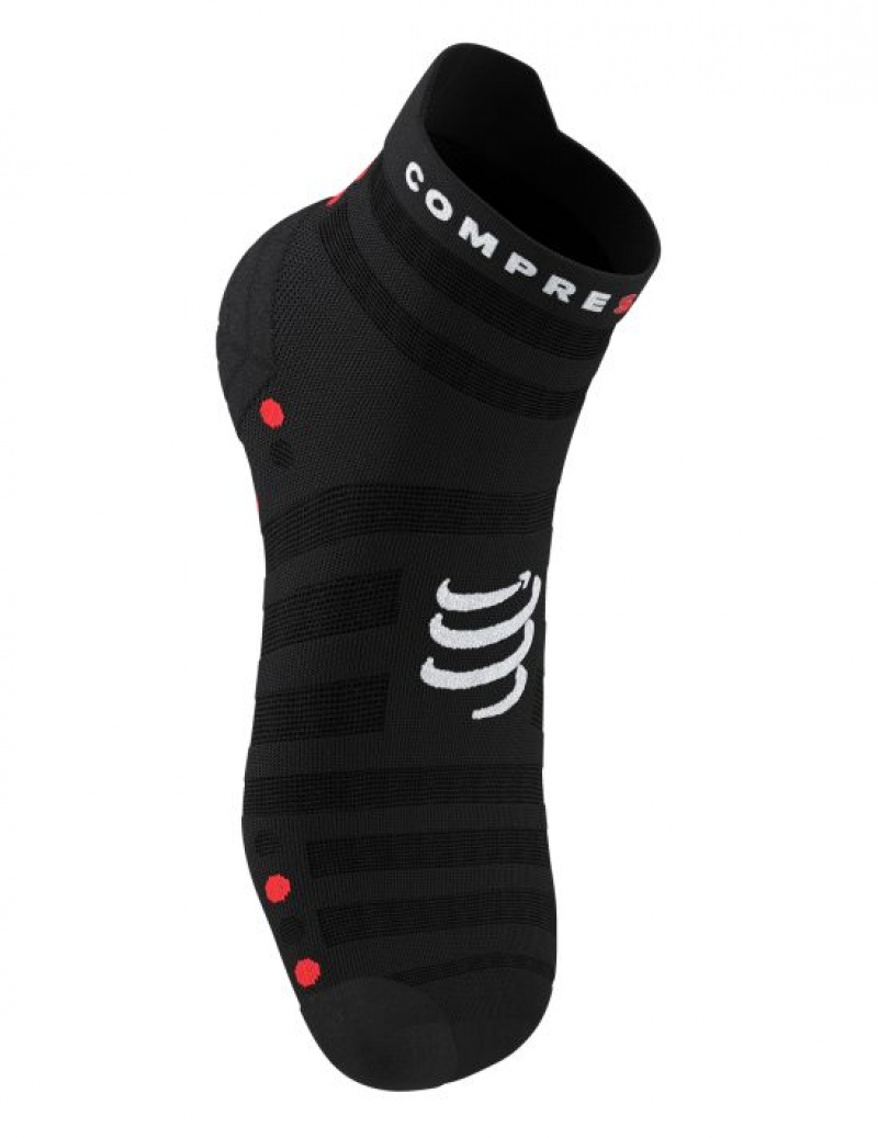 Unisex Compressport Pro Versenyautó Socks v4.0 Ultralight Run Low Zokni Fekete Piros | GQTOJLM-95