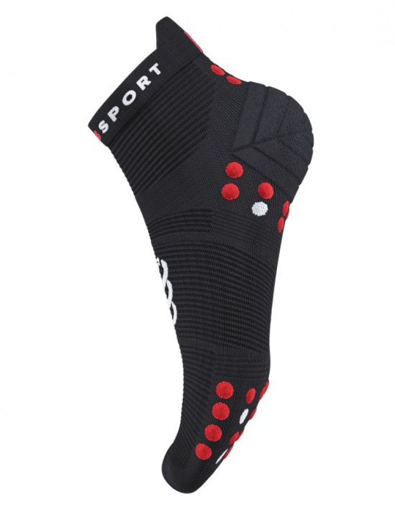 Unisex Compressport Pro Versenyautó Socks v4.0 Run Low Zokni Fekete Piros | FKMNZJW-54