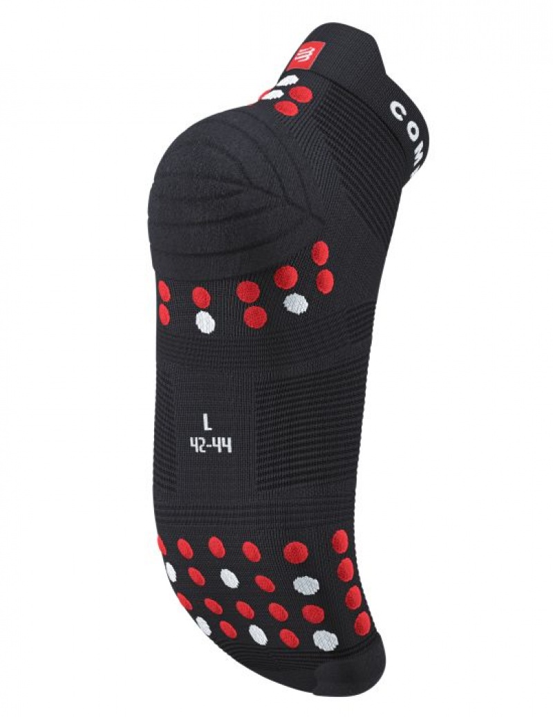 Unisex Compressport Pro Versenyautó Socks v4.0 Run Low Zokni Fekete Piros | FKMNZJW-54