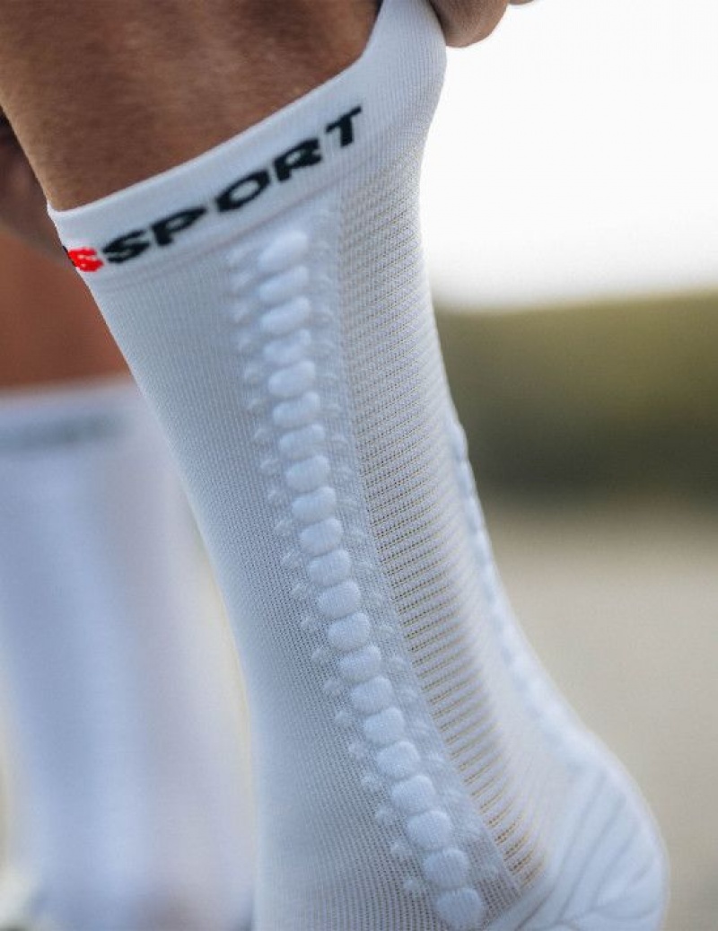 Unisex Compressport Pro Versenyautó Socks v4.0 Bike Zokni Fehér Fekete | CKMJOIQ-53