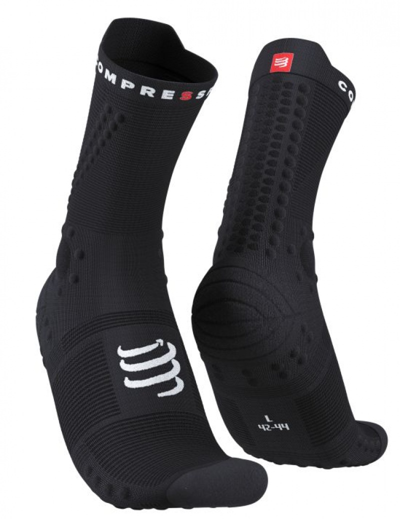 Unisex Compressport Pro Versenyautó Socks v4.0 Trail Zokni Fekete | BENROJZ-40