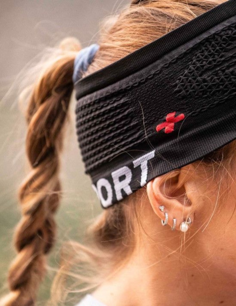 Unisex Compressport Spiderweb Headband On/Off Sapkák Fekete | FSRDBOV-53