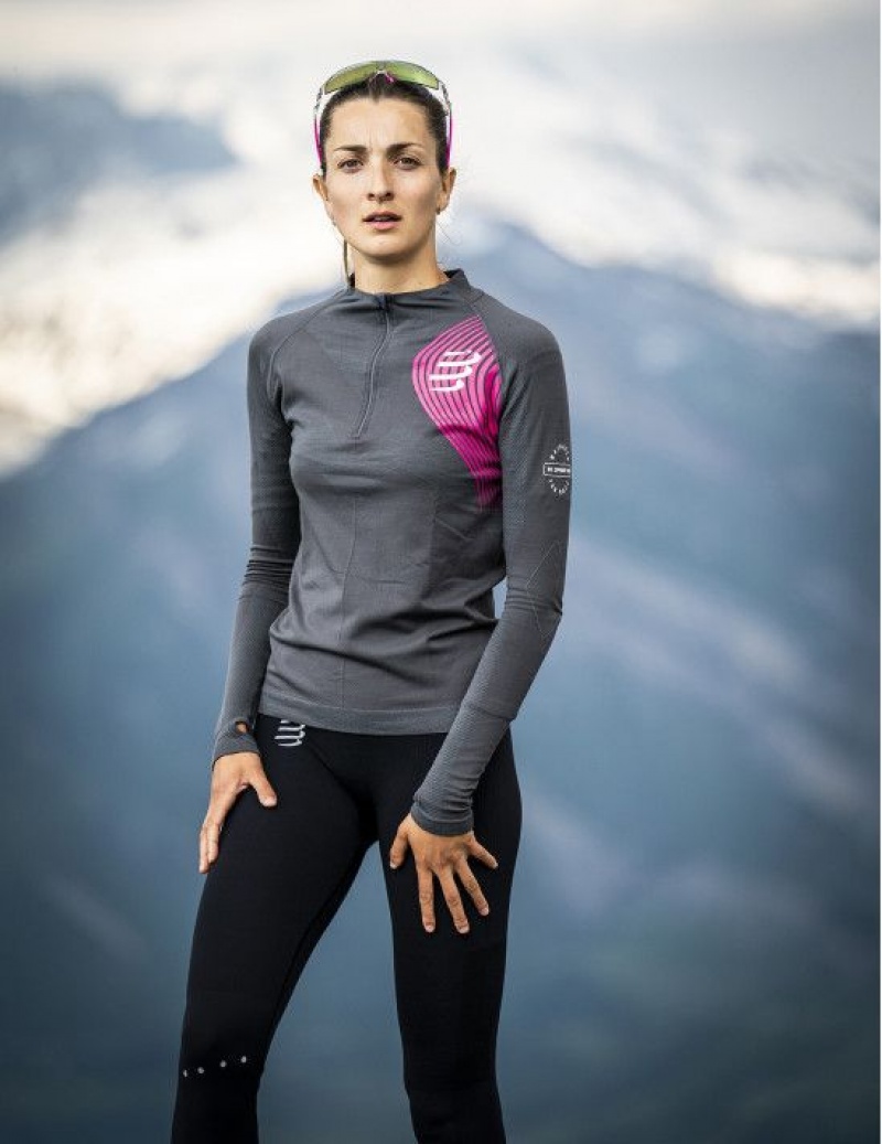 Unisex Compressport Téli Trail Postural LS Top W Póló Színes | EUARIPL-70