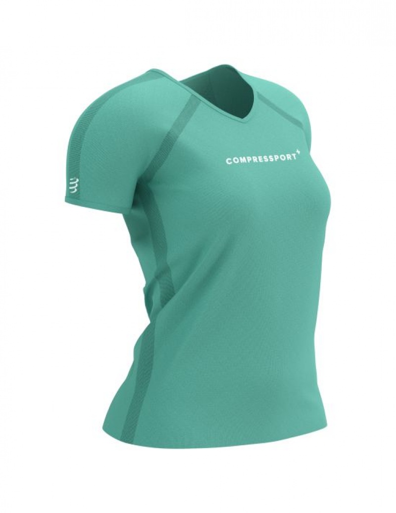 Unisex Compressport Torna SS Logo Tshirt W Póló Kék | QSFGAEP-82