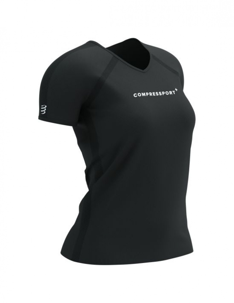 Unisex Compressport Torna SS Logo Tshirt W Póló Fekete | IDPOXZU-17