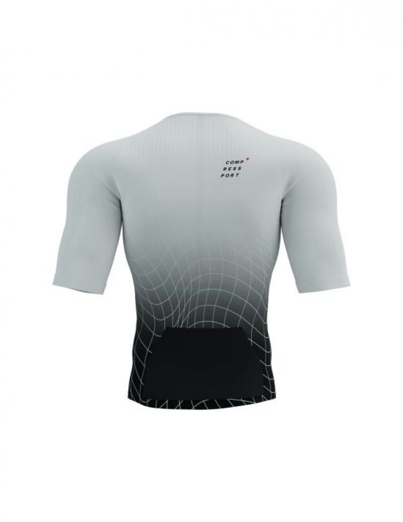 Unisex Compressport Tri Postural Aero SS Top M Póló Fekete Fehér | PNVXKDC-17