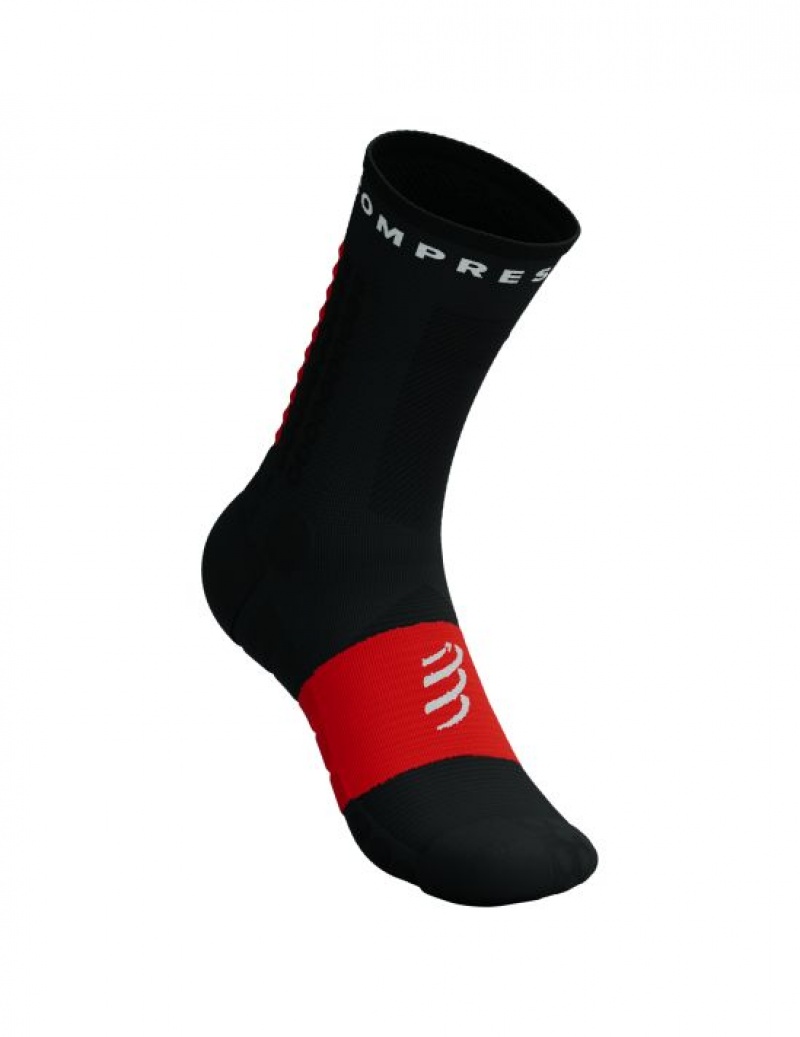 Unisex Compressport Ultra Trail Socks V2.0 Zokni Fekete Piros | ASEHCOF-49